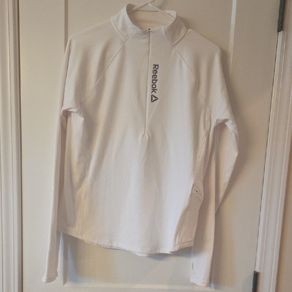 Reebok White Half-Zip Athletic Pullover